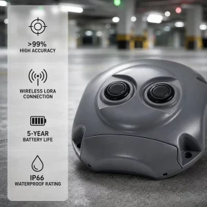 Smart Car Park Ultrasonic Vehicle Sensor LORA Wireless Communication 19000mAh Battery Powered Space Detector