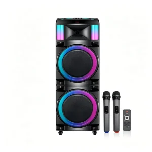 Smart Choice Portable Outdoor Party Speaker 100w With Integrated Trolley Wheels Usb Tf Aux Fm Port for Home Family Karaoke