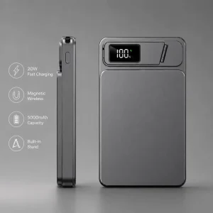 Smart Color-Screen for Ultra-Thin 20W Power Bank Pour Téléphone Magnetic Wireless Power Bank Fast Charging 5000 MAh Capacity
