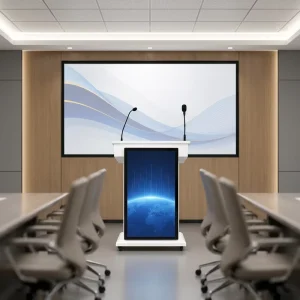 Smart Conference Podium Front Display Panel Optional Top Touchscreen for Indoor Award Ceremony Hall LCD Digital Signage