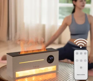 Smart Crystal Salt Flame Effect Aroma Diffuser Ultrasonic Essential Oil Humidifier Digital Clock & Timer Desktop Scent Diffuser
