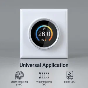 Smart Digital 1.28 Inch TFT Color Knob Screen WiFi Modern Underfloor Heating Programmable Thermostat for Kitchen & Hotel Use