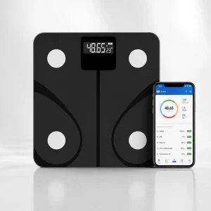 Smart Digital Glass Scale Anti-Slip Technology for LCD Display Battery Powered 180kg Capacity Body Fat Monitoring