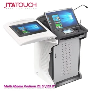Smart Digital Lectern Podium 21.5 Inch Capacitive Touch Screen with Electric Lift for STEM Classroom