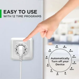 Smart Digital Mechanical Countdown Timer Plug Socket with Programmable 15A 230V Grounded Indoor Switch