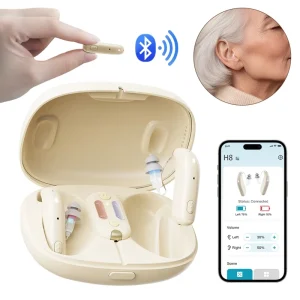 Smart Digital Mini 120dB RIC BTE Hearing Aids 50 Channels Rechargeable Dry Case App Fitting Certification Approved