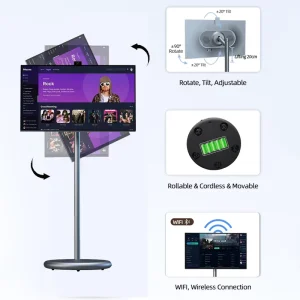 Smart Digital Signage 27 Inch Lcd Touch Screen Monitor Interactive Portable Smart Screen Android 15 Portable Smart Tv