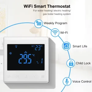 Smart Digital Touch Buttons WiFi Thermostat with Tuya Programmable AC Fan Coil Thermostat for Air Conditioning