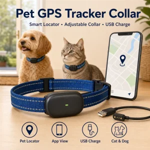 Smart Dog Cat GPS Collar with app location tracking for travel safety hiking parks and anti loss product lines retail