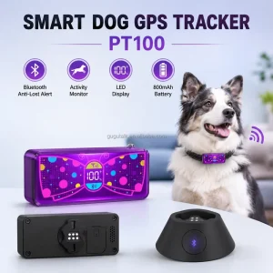 Smart Dog GPS Tracker PT100 with Bluetooth Anti Lost Alert Activity Monitor LED Display and 800mAh Battery