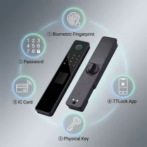 Smart Door Lock 5-in-1 Biometric 1-Year Battery Life Aluminum Frame Cloud & App Control