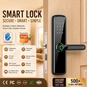 Smart Door Lock Wi-Fi App Control Fingerprint Touch Screen Keypad Code Key Smart Lock Door for Apartment