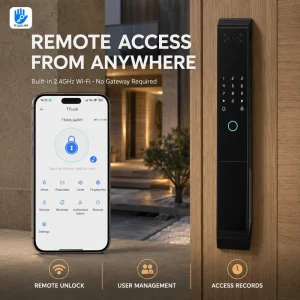 Smart Door Lock Wi Fi Fingerprint Deadbolt Keyless Entry with App Remote Unlock Passcode IC Card Push Pull Handle for Home