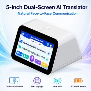 Smart Dual Screen Translator Device 35+ Languages AI Real Time Voice Translation Machine with Subtitles for Business and Travel