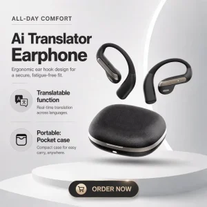 Smart Ear Hook Translator Earbuds with Real Time Language Translation Android Compatible