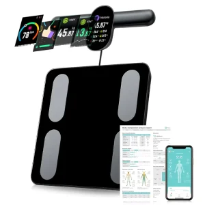 Smart Electric Digital Luxury Bathroom Scale 8 Electrodes Fitness Body Weight Fat Measurement BMI Tempered Glass Display 180kg