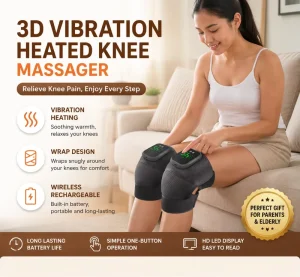 Smart Electric Knee Massager with Hot Compress & Vibration Portable LCD Screen Leg Warmer for Elderly Parents Home Use