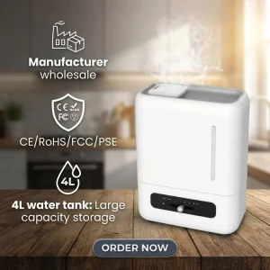 Smart Electric Ultrasonic Air Humidifier Manufacturer 4L Capacity Constant Humidity Bedroom Silent Mist For Home