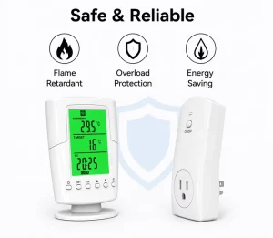 Smart Electric Wireless Digital Heat Controller Plug for Hotel Industrial Use 230V 16A Flame Retardant PC Material Room Floor