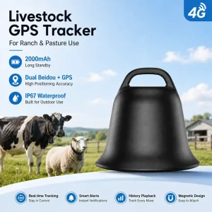 Smart Farming Technology Cattle Sheep Horse Pig Animal Husbandry GPS Beidou 4G IP67 Waterproof 1 Year Battery Pet Tracker
