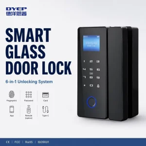 Smart Fingerprint Door Lock with Key /Card for Frameless Frame Glass Push Sliding Door Lock Access Control System