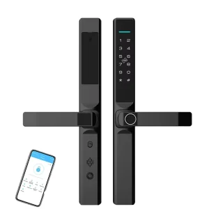 Smart Fingerprint Lock with Tuya TTlock App GPRS Memory Card & Cloud Storage Glass Door Grade C Security Hotel Use