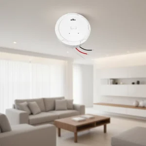 Smart Fire Security Hub Photoelectric Alarm System AC Mains Powered Standalone Portable Fire Safety Detector 60 Sqm