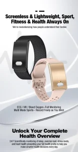 Smart Fitness Band with ECG Heart Monitoring Body Temperature Tracking Call Alert Vibration Motor and Health Reminder