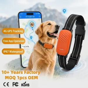 Smart GPS Tracker Collar for Dogs & Cats with Bluetooth IP67 Waterproof Real Time Tracking Nylon Material