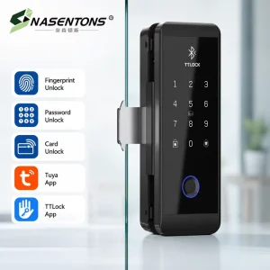 Smart Glass Door Lock Tuya TTLock APP Fingerprint Entry Digital Keypad IC Card Tuya TTLock Commercial Access Control