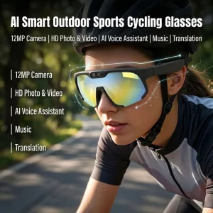 Smart Glasses 12MP HD Camera AI Sports 4K Video Photo Anti-Shake Voice Communication TR90 Outdoor Cycling Running Hiking Eyewear