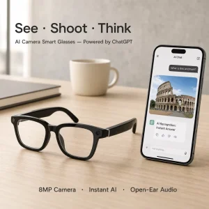 Smart Glasses AI Assistant 8MP Camera Translation 1200P Video Recording Music Player Phone Call TR Frame Magnetic Charging