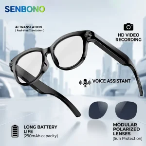 Smart Glasses Camera 290mAh Long Battery Life AI Translation Voice Assistant Wireless Calling Smart Glasses with Camera