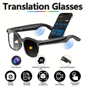 Smart Glasses with 8MP Camera Real Time Translation Calling Eyewear for Multilingual Business Meetings Travel