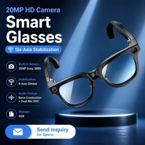Smart Glasses with Camera 20MP HD AI Camera Glasses for Men Women Vlog Travel Recording Bluetooth Hands Free