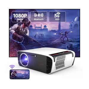 Smart Google Projector 1850 ANSI Android 14 TOF Sensor NFC & 300″ Giant Screen Educational 4K UHD Dustproof Portable