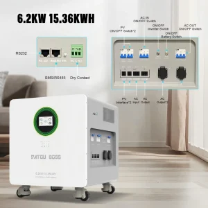 Smart Grid-Complementary 6.2kW Hybrid Inverter 15.36kWh 300Ah LiFePO4 Battery Home ESS Off Grid Solar Energy Storage System Kit
