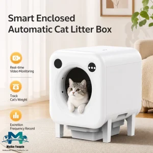 Smart Home 65L ABS Material Automatic Litter Box Voice Control Intelligent Cat Toilet App Safety Sensors Camera for Cats