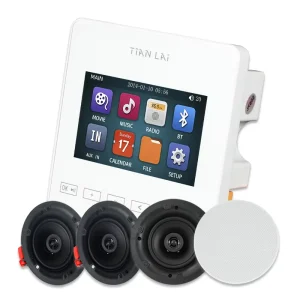 Smart Home Audio Host with Bluetooth WiFi Wall Amplifier and 4 Coaxial Ceiling Speakers Multi-room Music System Kit