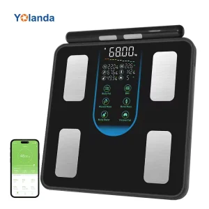 Smart Home Digital Body Fat Scale Battery Powered Weight Measuring 8 Electrode Body Composition Scale