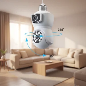 Smart Home Dual 2MP CMOS Sensor Bulb Camera E27 WiFi Wireless Security 180 Wide Angle Color Night Vision Home Monitoring Cloud