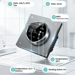 Smart Home Knob Color Screen WiFi Thermostat App Control for Graphene Heating Water Floor Heating Boiler Linkage