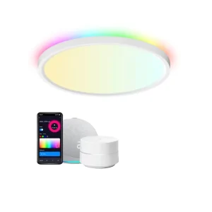 Smart Home Light 24W LED RGB Ceiling Light with RGBIC Backlight WIFI BT APP AC100 240V Timer Works with Alexa Google Assistant