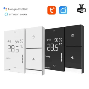 Smart Home Programmable 240V RS485 Thermostat for Central Air Conditioning Fan Coil Thermostat with Graphic Design Solution