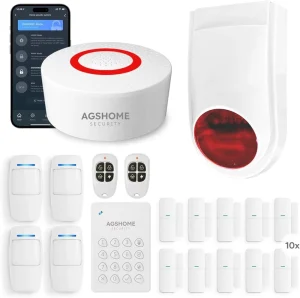 Smart Home Security Alarm System Wireless Burglar Alarm Kit APP Control Real Time Alerts 19 Pieces No Monthly Fee Alarm