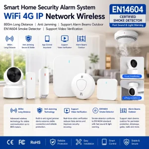 Smart Home Security Alarm WiFi 4G IP Network Wireless 800m Anti Jamming Support Alarm Beams Outdoor EN41604 Fire Alarm