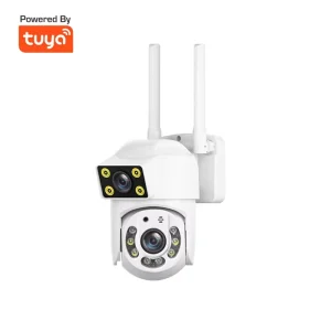 Smart Home Security Camera IP66 Waterproof Outdoor Dual Lens Tuya App Two Way Audio Free 30 Day Cloud Trial
