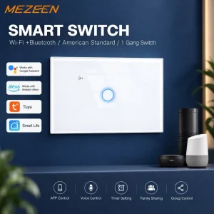 Smart Home Solution Products Tempered Glass Touch Panel One Gang Smart Switch With App Control Voice Control