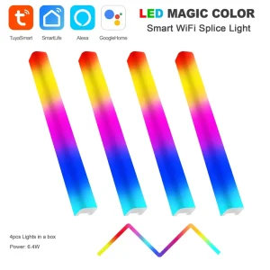 Smart Home Tuya Smart LED Decoration Light App Controlled Voice Control Music Synchronization Sliding Lighting WiFi Splice Light