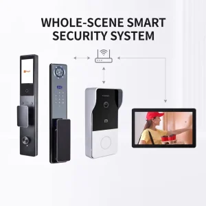 Smart Home Video Intercom System 2K Video Doorbell Kit with Biometric Smart Lock Indoor Monitor for Security System